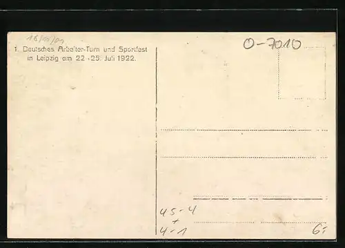 AK Leipzig, 1. Deutsches Arbeiter-Turn und Sportfest 1922, Turner auf dem Sportfeld