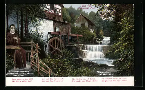 AK Welzheim / Württ., Klingenmühle, Oberamtsarzt Justinius Kerner