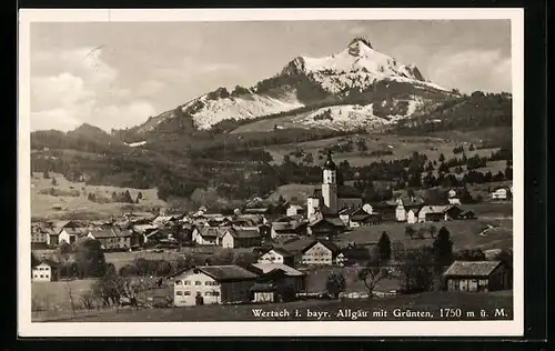AK Wertach i. bayr. Allgäu, Gesamtansicht mit Grünten