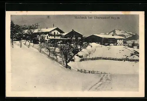 AK Oberaudorf, Gasthaus Hocheck im Winter