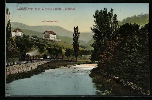 AK Scheuern bei Gernsbach i. Murgtal, Blick zum Schwesternheim