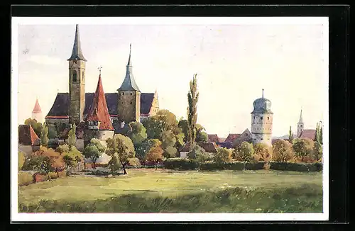 AK Iphofen, Kirche mit Umgebung