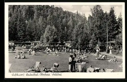 AK Lautenthal / Oberharz, Waldbad mit Badegästen