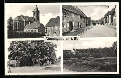 AK Sünninghausen i. W., Kirche, Ortsansichten