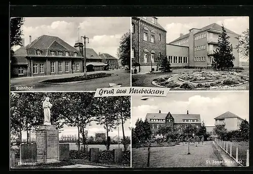 AK Neubeckum, Bahnhof, Ehrenmal, St. Josefs-Hospital