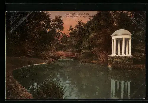 AK Bad Königsborn, Goldfischteich mit Pavillon
