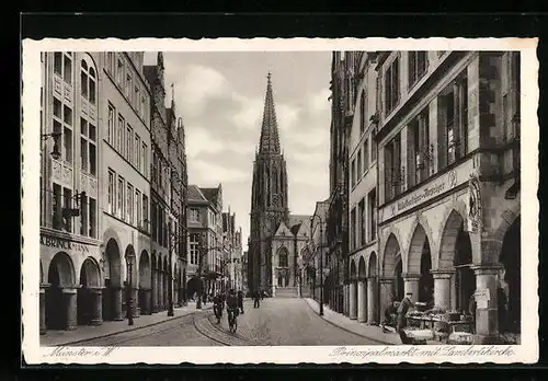 AK Münster i. W., Prinzipalmarkt mit Lambertikirche