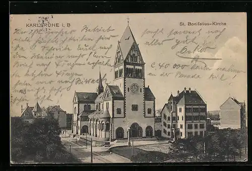AK Karlsruhe i. B., St. Bonifacius-Kirche
