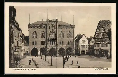 AK Tauberbischofsheim, Markzplatz mit Metzgerei Karl Kremer