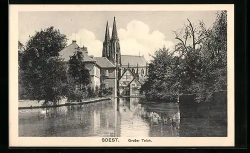 AK Soest, Grosser Teich und Kirche
