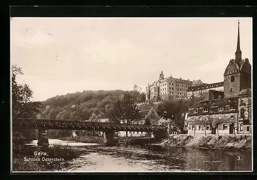 AK Gera, Blick vom Fluss zum Schloss Osterstein