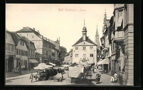 AK Bad Kissingen, Markt mit Marktständen