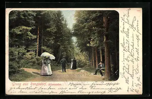 AK Rengsdorf, Elisenruhe mit Spaziergängern