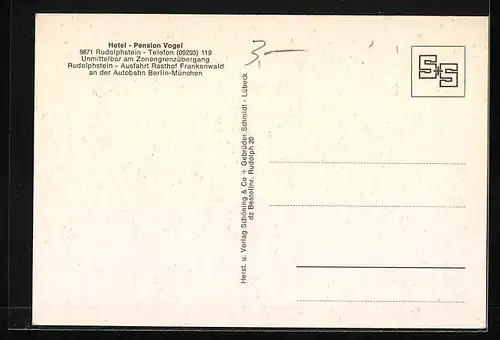 AK Rudolphstein /Frankenwald, Hotel-Pension Vogel