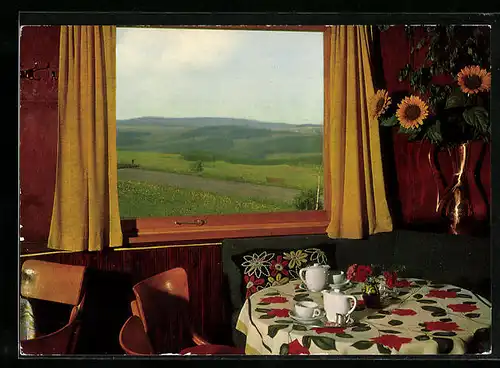 AK Bad Steben, Innenansicht Café-Gaststätte Schöne Aussicht