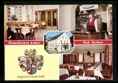 AK Bad Steben, Fremdenhof Anker, Wappen der Familie Waldt