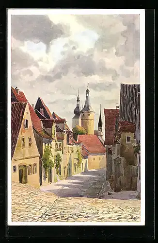 Künstler-AK Kitzingen am Main, Alte Poststrasse