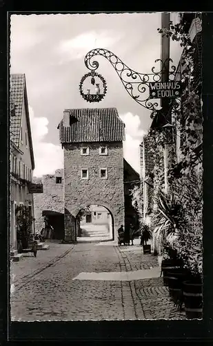 AK Sommerhausen am Main, Gasthaus-Weinhaus F. Düll und Maintor