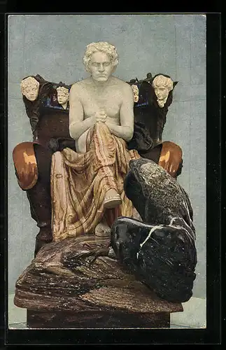 Künstler-AK Max Klinger: Statue von Beethoven auf einem Thron
