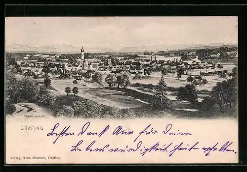 AK Grafing, Totale vom Berg aus gesehen