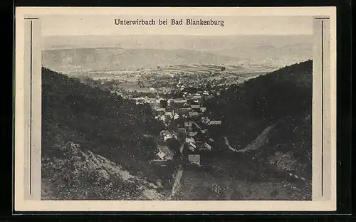 AK Unterwirbach bei Bad Blankenburg, Totale vom Berg aus gesehen