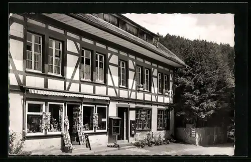 AK Saig-Mühlingen / Hochschwarzwald, Holzschnitzerei Hans Dillmann, Geschäftsansicht