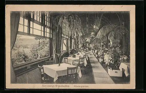 AK Wiesbaden, Hotel-Restaurant Neroberg, Wintergarten