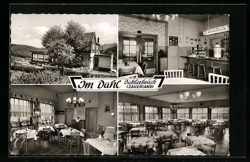 AK Dahlerbrück / Sauerland, Café-Restaurant Im Dahl, Aussen- und Innenansichten
