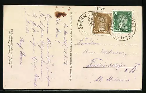 AK Obermarchtal, Teilansicht, Flugzeugaufnahme