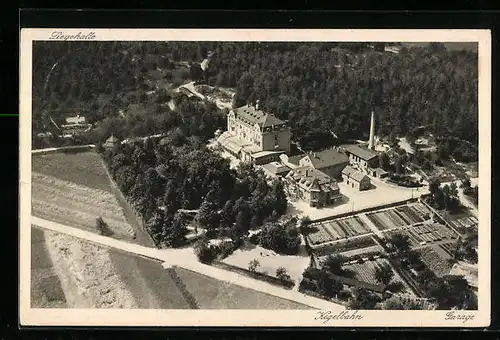 AK Schmeckwitz, Johannisbad, Kegelbahn und Garage, Luftbild