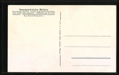 AK Birken bei Enchenreuth / Frankenwald, Pension Waldfrieden