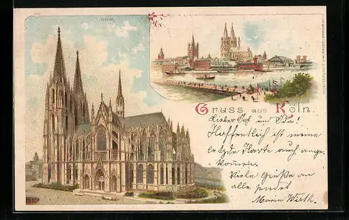 Lithographie Köln, Dom, Teilansicht