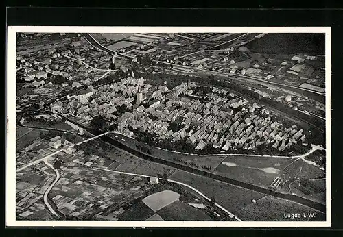 AK Lügde i. W., Gesamtansicht aus der Vogelschau