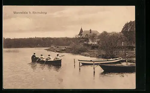AK Warenthin b. Rheinsberg, Uferpartie mit Ruderbooten