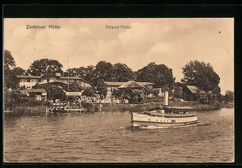 AK Zechliner Hütte, Uferpartie mit Strand-Hotel