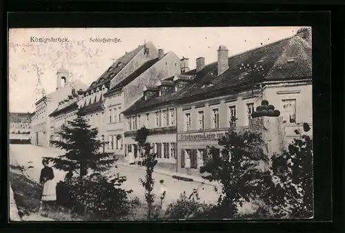 AK Königsbrück, Partie an der Schlossstrasse