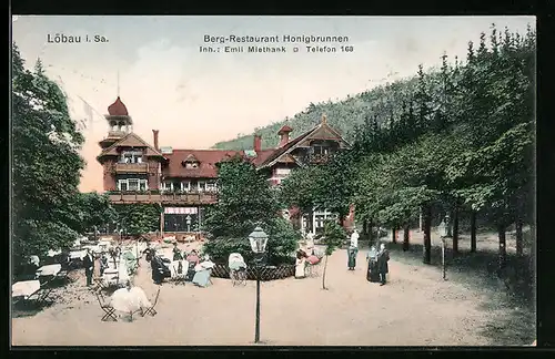 AK Löbau i. Sa., Berg-Restaurant Honigbrunnen, Inh. Emil Miethank