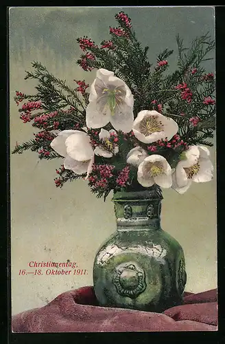 AK Erfurt, Vase mit Blumen, Christianentag 1911, Blumentag
