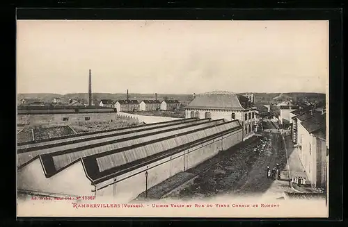 AK Rambervillers, Usines Velin et Rue du Vieux Chemin de Romont