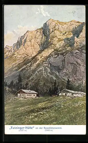 Künstler-AK Edward Theodore Compton: Benediktenwand, Blick auf Tutzinger Hütte