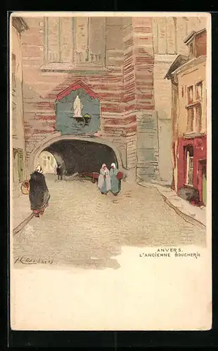 Künstler-AK Henri Cassiers: Anvers, L`Ancienne Boucherie