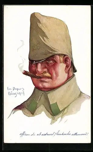 Künstler-AK Em. Dupuis: Officier de chasseurs, landwehr allemand