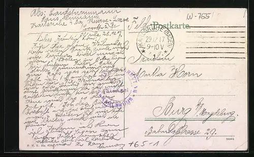 AK Karlsruhe i. B., Bahnhof mit Bahnhofsplatz und Strassenbahnen