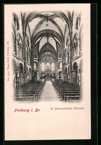 AK Freiburg i. B., Inneres der St. Johanniskirche