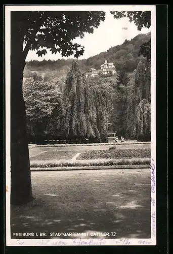 AK Freiburg i. B., Stadtgarten mit Dattler