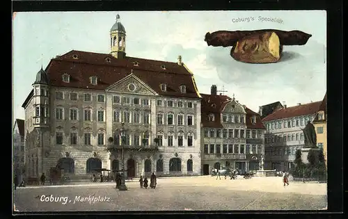 AK Coburg, das Rathaus auf dem Marktplatz