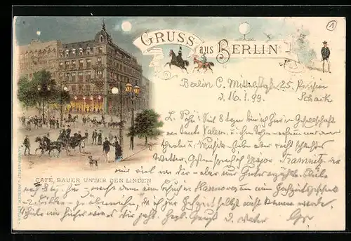 Lithographie Berlin, Cafe Bauer Unter den Linden