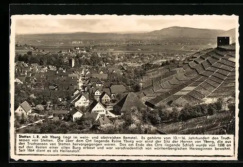 AK Stetten i. R., Generalansicht mit der Yburg, Fliegeraufnahme