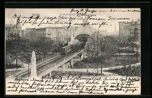 AK Berlin-Schöneberg, die U-Bahn verlässt den bahnhof auf dem Nollendorfplatz