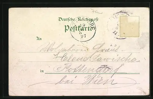 Lithographie Stuttgart, Totalansicht, am Jägerhaus, das Hauff Denkmal
